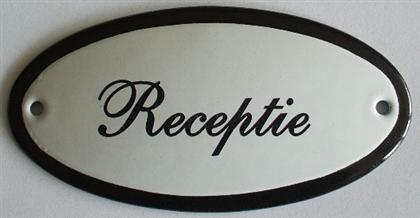 Emaille deurbord ovaal Receptie