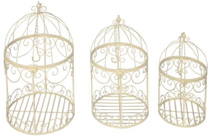 Vogelkooien set van 3 / Oud romantisch