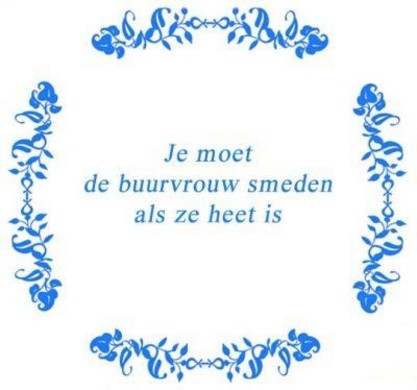 Tekst tegel De buurvrouw .. / Delfts Blauw Tekst tegel De buurvrouw .. / Delfts Blauw