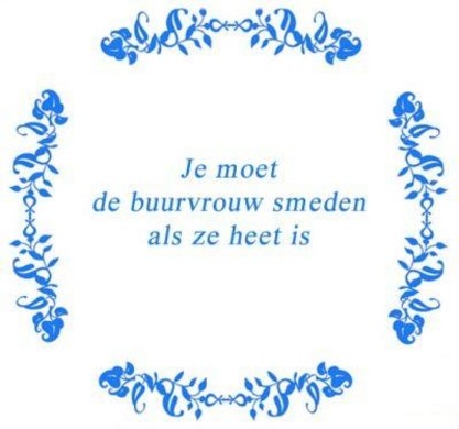 Tekst tegel De buurvrouw .. - Delfts Blauw