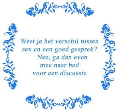 Tekst tegel Weet jij het verschil .... - delfts Blauw