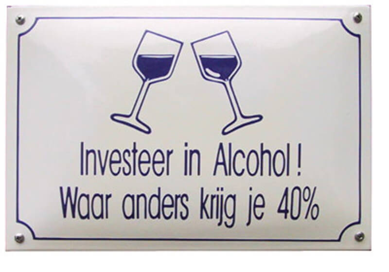 Emaille Funbord - Investeer in alcohol