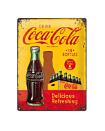 Wandbord Coca Cola Yellow in Bottles