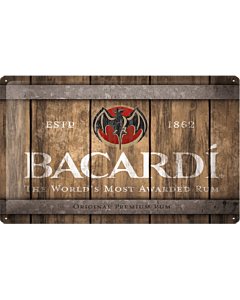 Wandplaat Bacardi Wood Barrel Logo