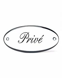 Emaille deurbord ovaal Prive