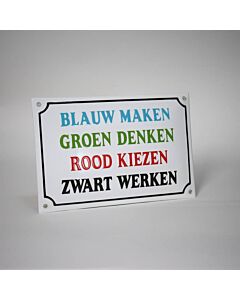 Emaille bord Blauw maken