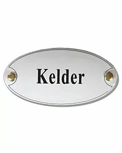 Emaille deurbord ovaal Kelder