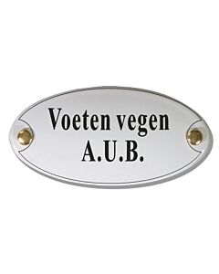 Emaille deurbord voeten vegen a.u.b.