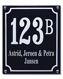 Emaille naambord met huisnummer