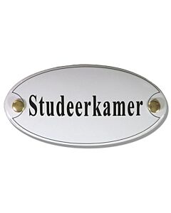 Emaille deurbord ovaal Studeerkamer