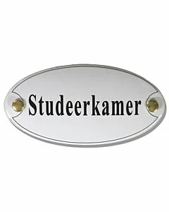 Emaille deurbord ovaal Studeerkamer