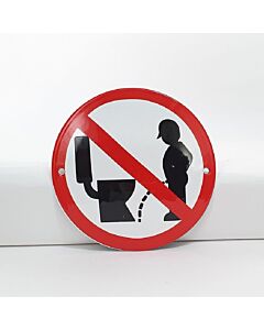Emaille verbodsbord / Verboden naast de pot te plassen