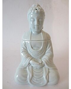 Oliebrander mediterende Boeddha licht blauw