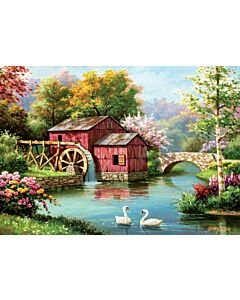 Art puzzle The old red mill