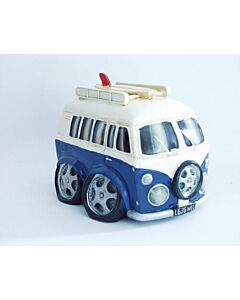 Spaarpot bus blauw met surfplank