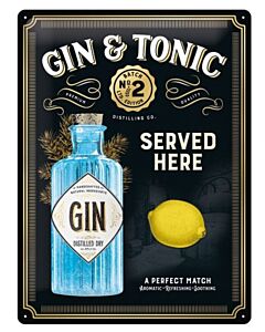 Gin en Tonic served wandplaat