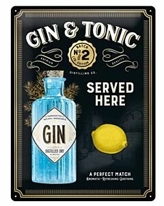 Gin en Tonic served wandplaat