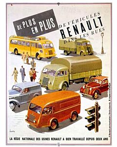 Wandplaat met verschillende modellen van Renault