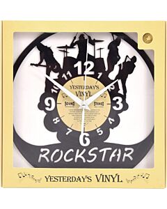 Vinyl clock Rock Star van echte LP gemaakt