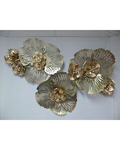 Wanddecoratie metaal Goldflowers / Gouden bloemen