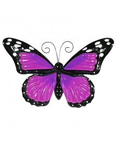 Wanddecoratie metalen vlinder met bewegende vleugels paars