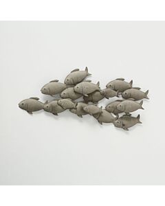 Wanddecoratie school vissen grijs