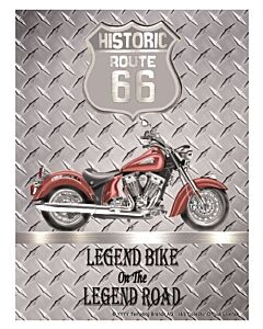 Wandplaat Route 66 Legend Bike - DecoAction.nl