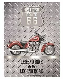 Wandplaat Route 66 Legend Bike - DecoAction.nl