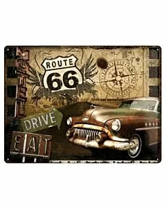 Wandplaat Route 66 Drive