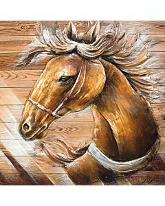 Wanddecoratie hout bruin Paard 