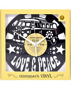 Vinyl wandklok Love & Peace busje