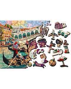 Wooden city houten puzzel Venetië viert karnaval