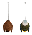 Achteraanzicht Pindakaashouder vogel in twee modellen