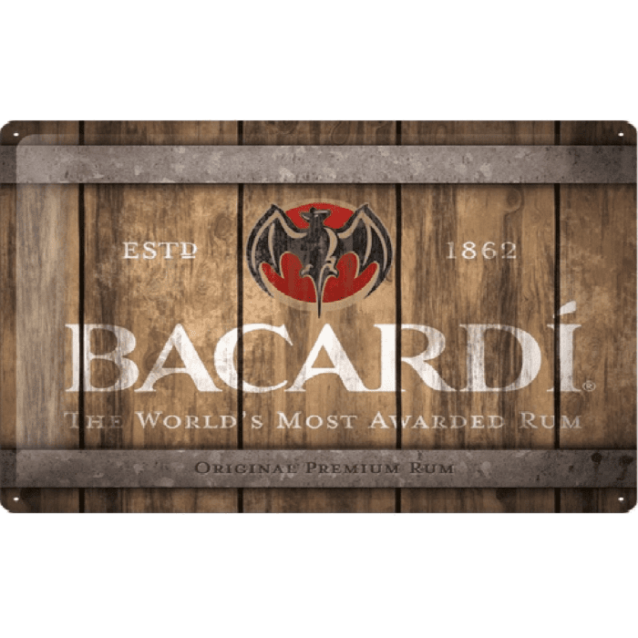 Wandplaat Bacardi Wood Barrel Logo