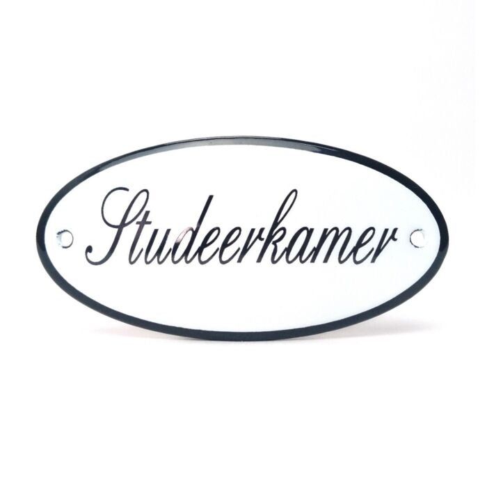 Emaille deurbord ovaal Studeerkamer
