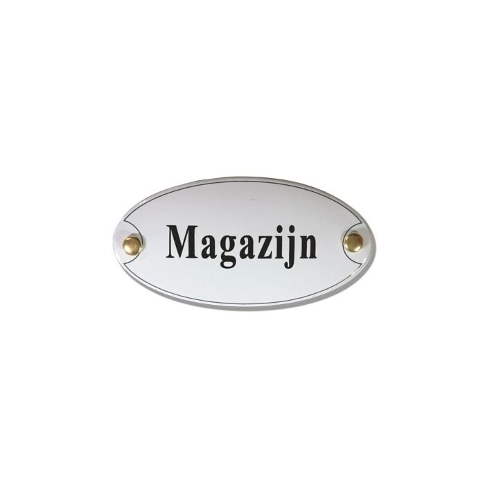 Emaille deurbord ovaal Magazijn