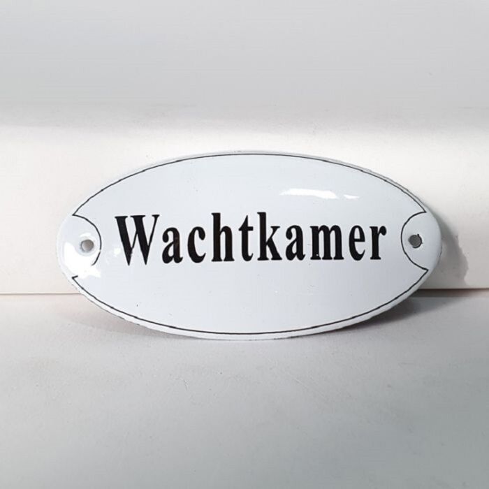 Emaille deurbord ovaal Wachtkamer