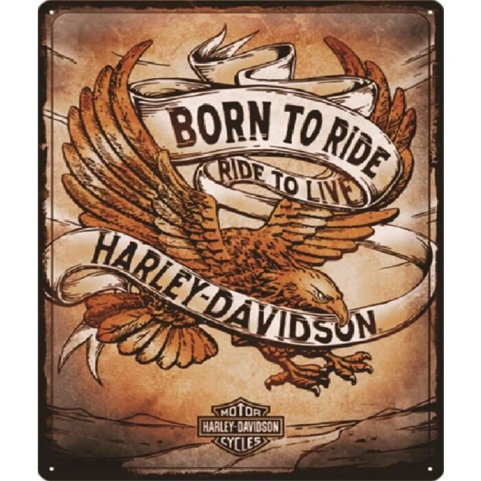 Harley Davidson Born to Ride Eagle wandplaat