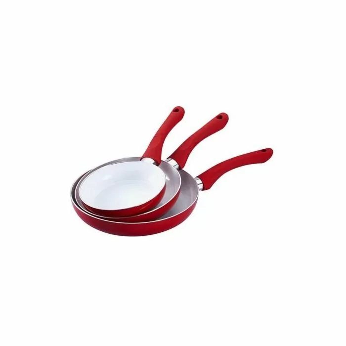 Koekenpanset keramisch 3 delig rood