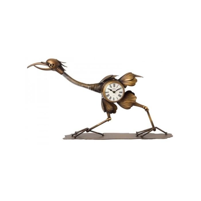 Kraanvogel klok bronskleurig lopend