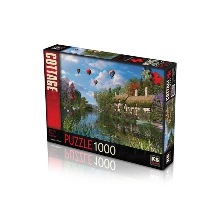 Legpuzzel Old river Cottage 1000 stukjes in verpakking