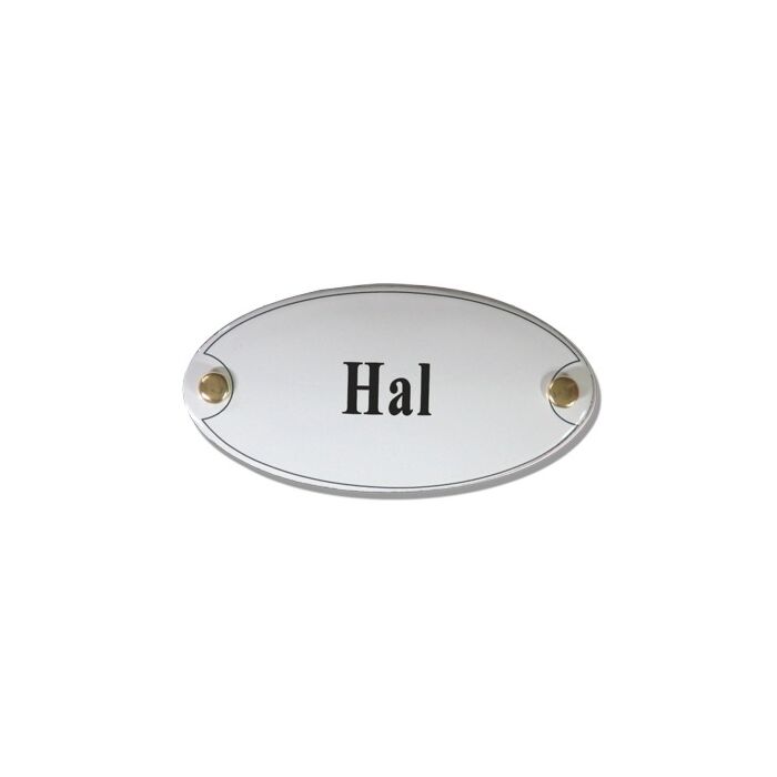 Emaille deurbord ovaal Hal