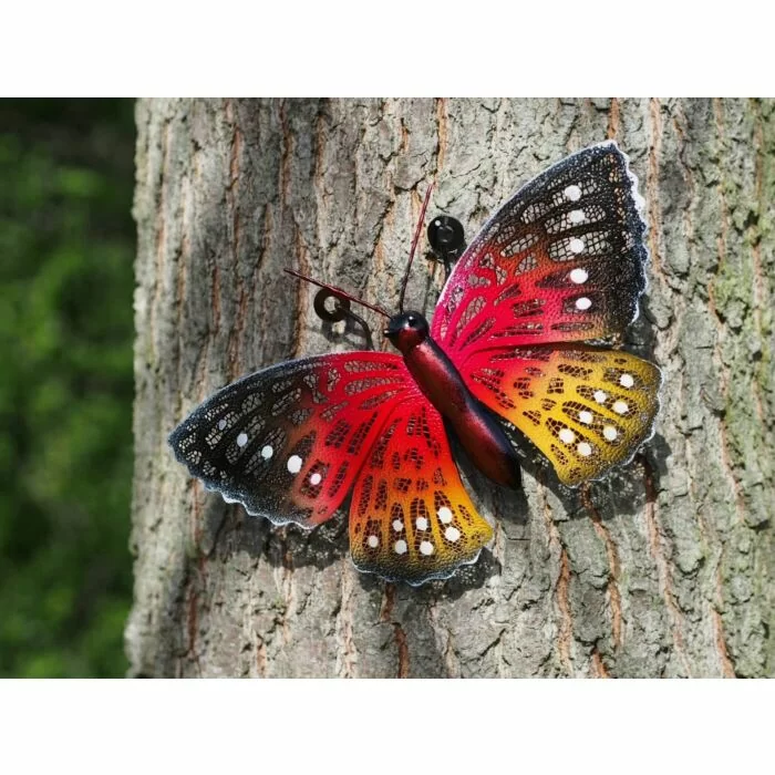 Wanddecoratie Oranje vlinder metaal sfeerfoto