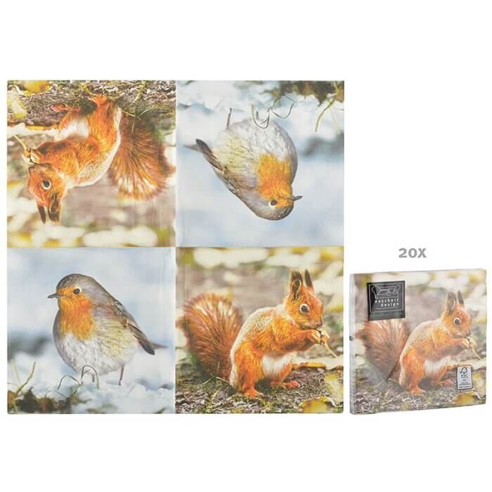 Servet Roodborstje met Eeekhoorn / Esschert Design