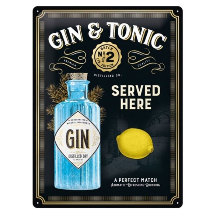 Gin en Tonic served wandplaat