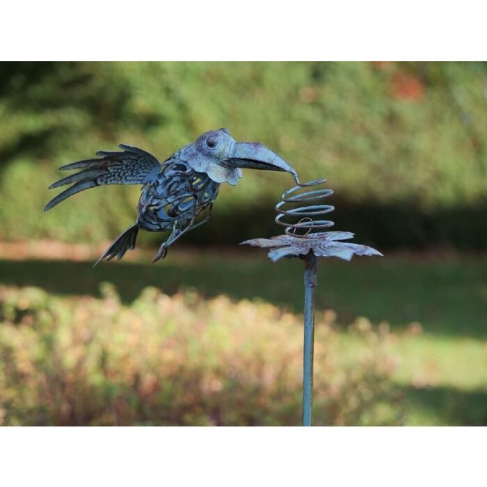 Tuinsteker metaal aanvliegende vogel