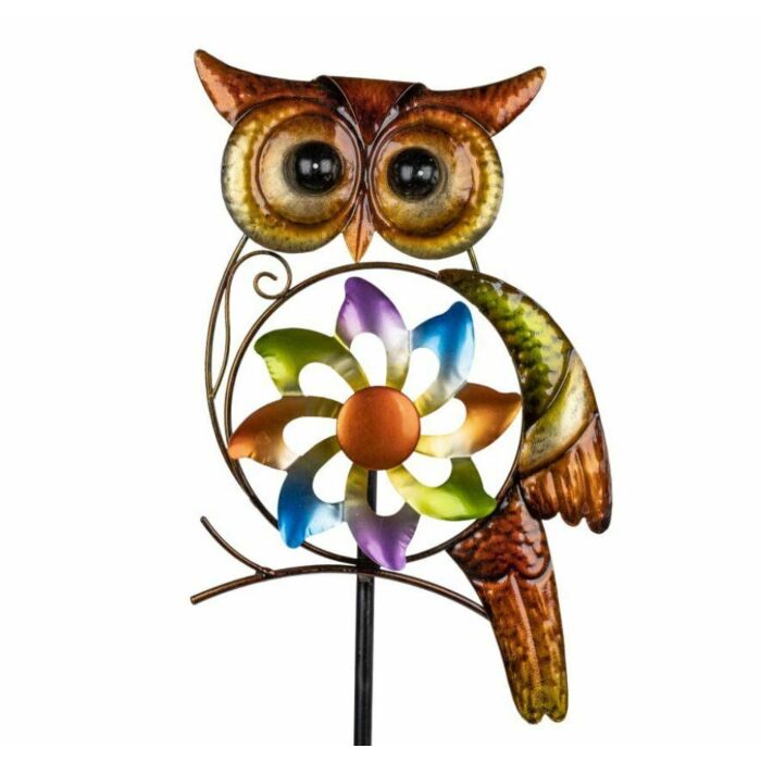 Tuinsteker metalen windmolen Uil