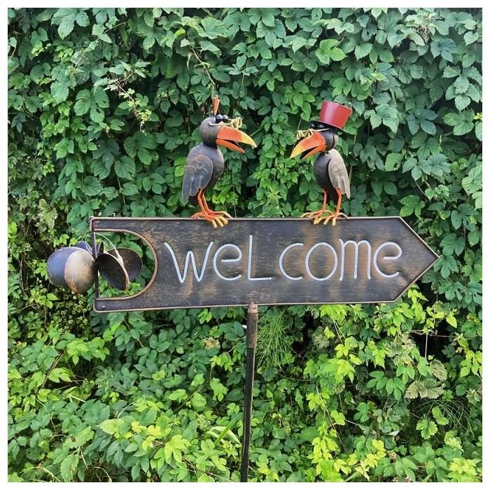 Tuinsteker Welcome met kraaien