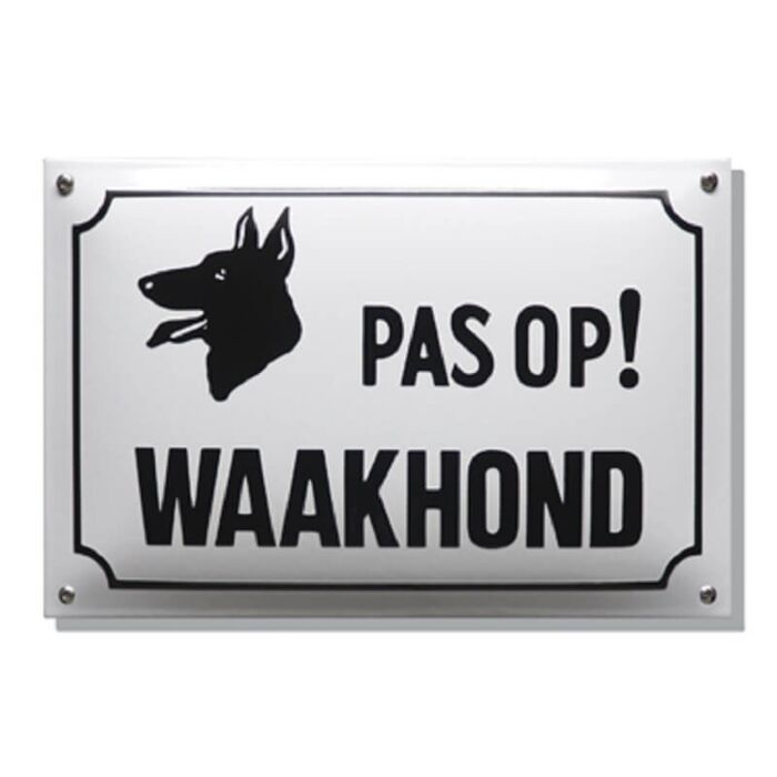 Emaille bord pas op waakhond