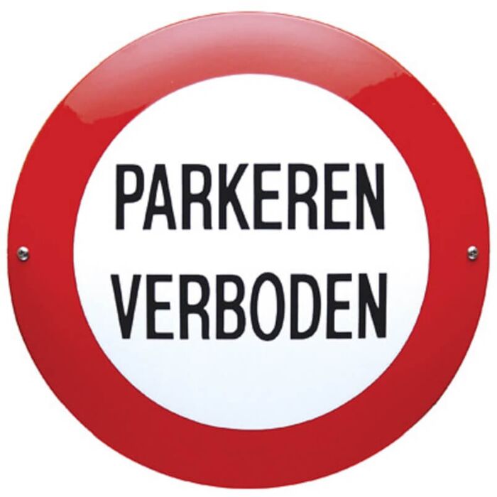Emaille bord rond parkeren verboden tekst